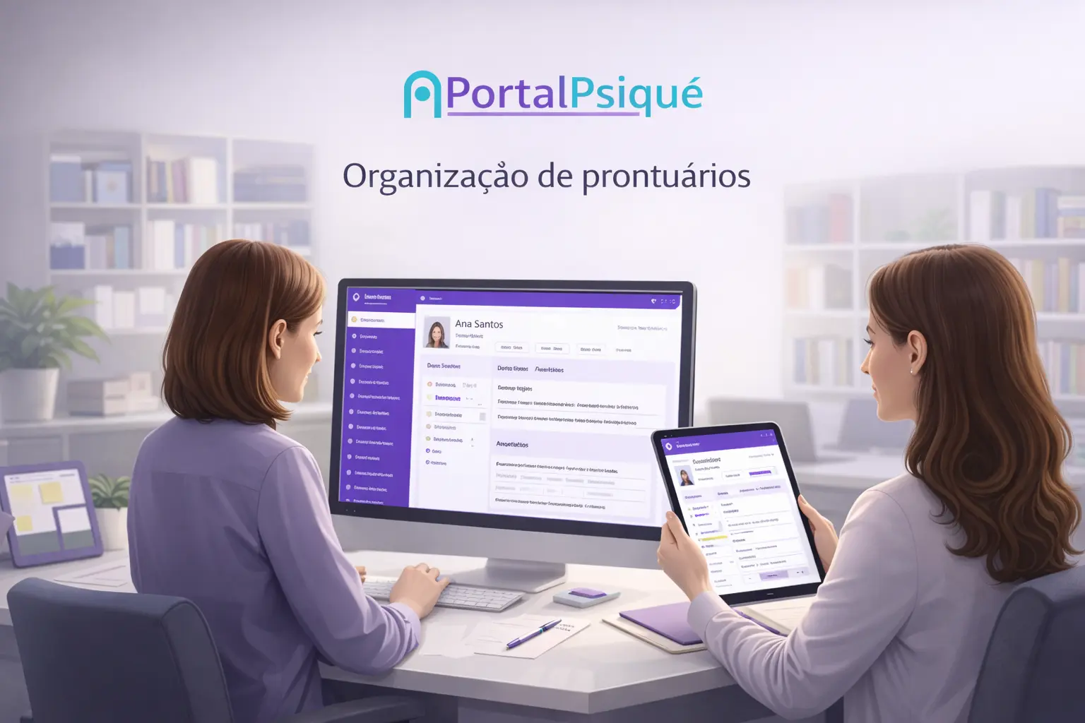 Interface do PortalPsiquê reforçando profissionalismo da clínica